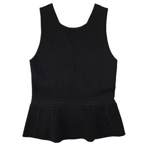 A.L.C. Sleeveless Black‎ Peplum Top Size LARGE Cut-Out Back Thick Knit